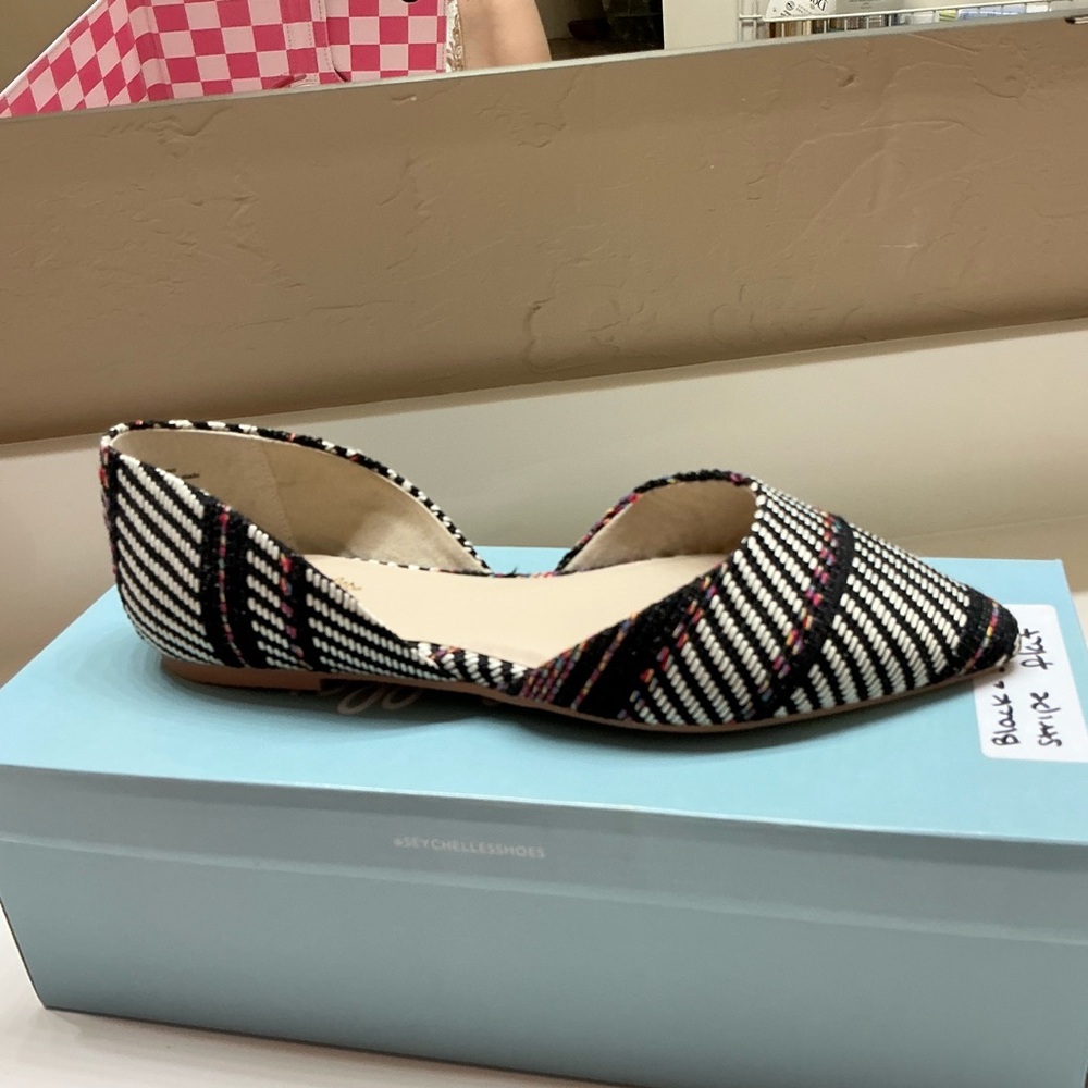 Seychelles Black and White Striped Flats